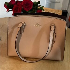 Coach Beige Leather Tote Bag